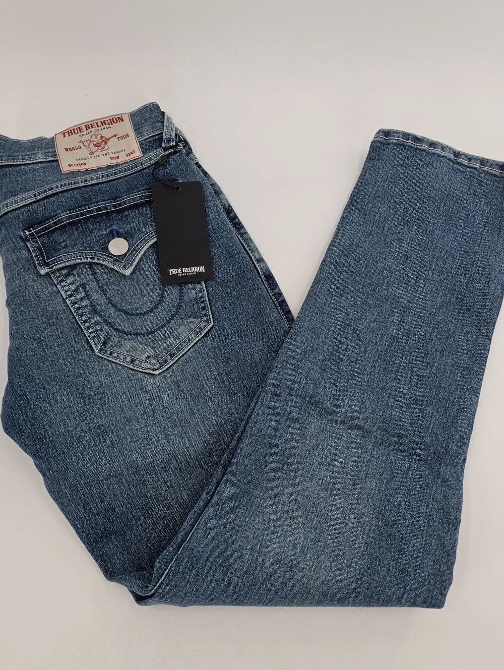 True Religion Geno SN Flap Relaxed Slim Denim Jeans World Tour Men's